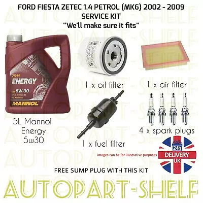 Ford Fiesta 1.4 Zetec 02-09 Full Service Kit Mk6 Petrol Oil Air & Fuel Filter • £62.95