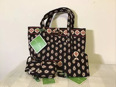 Vera Bradley CLASSIC BLACK Little Toggle Tote Cell Case Mini Wallet SET ALL NWT • $120