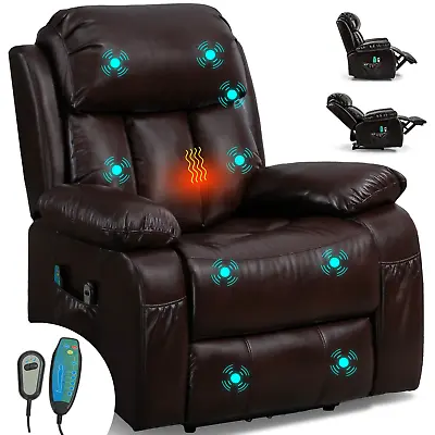 Recliner Armchair 8 Point Electric Heated Massage Sofa Arm Chair Home Lounge • £299.99