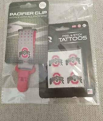 OHIO STATE UNIVERSITY Pacifier Clip Holder & Tattoos - Official Licensed NEW • $7.90