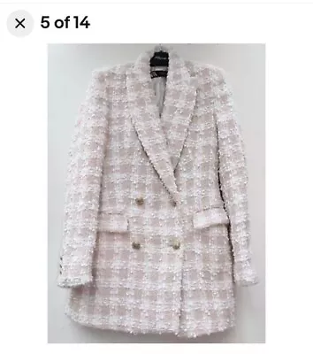 Zara Pink White Textured Blazer Medium • £19.99