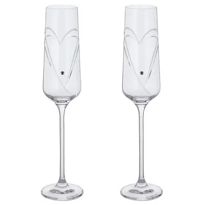 Dartington Champagne Flutes Glitz Romance Collection 150ml SET Of 2 Boxed • £46.10