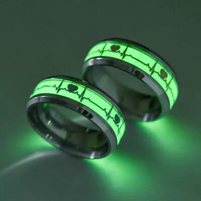 Heart Luminous Rings For Women Men Fluorescent Glowing In Dark Couple Rings • £2.75