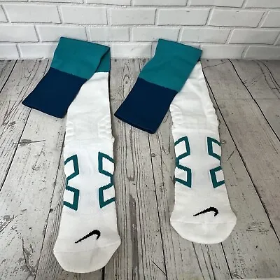 2012 Miami Dolphins Team Issued Nike On Field Aqua/white Nfl Socks Xxl New • $11