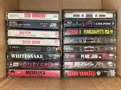 Lot Of 16 Heavy Metal Hard Rock Cassette Tapes Metallica Motley Crue Ac/dc • $30