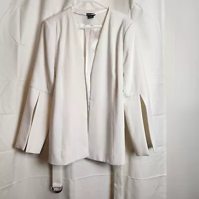 CITY CHIC Womens Off White Belt Jacket Split Sleeves For Any Occassion Size S/16 • $90.36