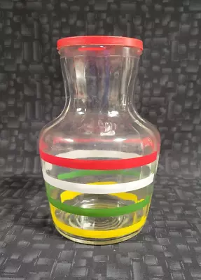 Vintage 1950's Anchor Hocking 'Fiesta Bands' Open Carafe/Pitcher With Lid • $24