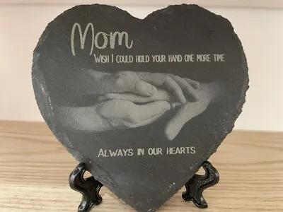 £8.99 • Buy Mum Gran Memorial Stone Nan Grandad Engraved Slate Heart Dad Grave Marker Plaque
