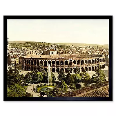 Vintage Photography Verona Arena Stadium Roman Ruins Italy 12X16 Framed Print • £11.99