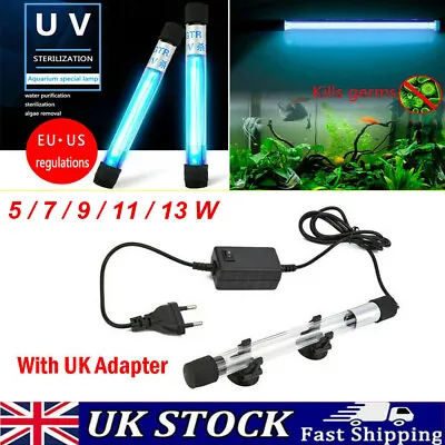 5-13W Aquarium Fish Tank Pond UV Steriliser Light Water Clean Lamp Submersible • £11.89
