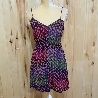 Anthropologie Ecote Silk Colorful Button Down Mini Dress Size M • $27.99