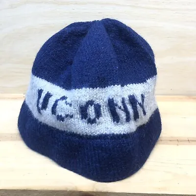 Vintage UConn Connecticut Huskies Beanie Knit Winter Hat Blue Basketball • $19.98