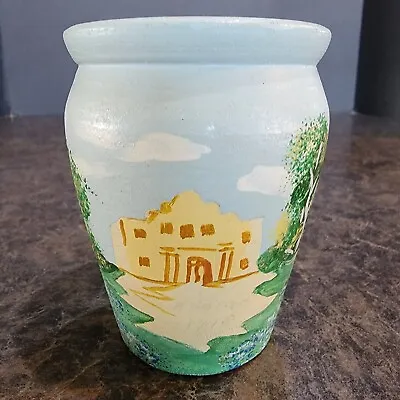 Vintage Texas Tourist Souvenir Bluebonnets Alamo Pottery Painted Vase 4  • $30
