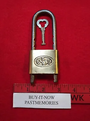  SEA BAG AUTO LOC  AUTOMOBILE CAR PADLOCK W/ KEY VINTAGE LOCK ANTIQUE LOCKS • $19.99