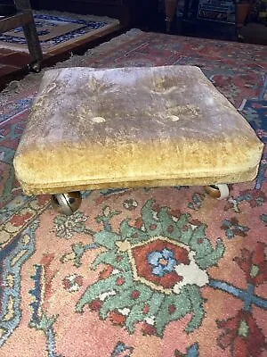 Vintage Mid Century Pillow Ottoman With Wheels Gold Velvet • $100