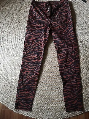 H&m Animal Print Skinny Jeans Tan And Black Size 10 • £0.99