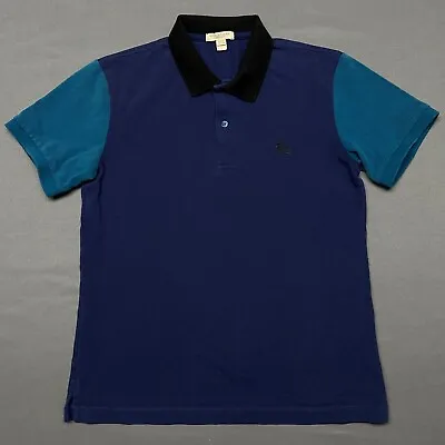 Burberry Brit Shirt Mens Small Blue Colorblock Polo Logo Short Sleeve Cotton S • $53.82