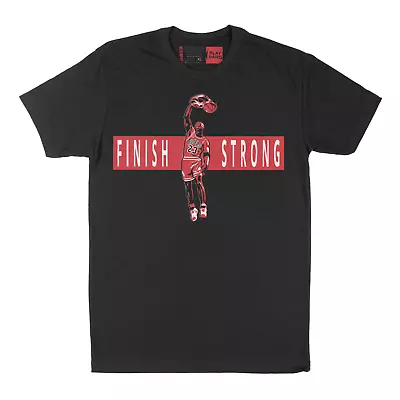 Finish Strong Air Jordan HEAVYWEIGHT T Shirt - Fire Red-Retro Artistic Rendition • $17.99