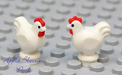 $4.99 • Buy NEW Lego Minifig Lot/2 WHITE CHICKEN - Castle Farm Chick Hen Rooster Bird Animal