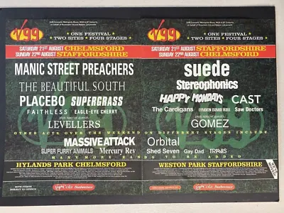 V Festival - Massive Attack Placebo Suede 2 Pages - 1999 A3 Advert Poster L170 • £12.99