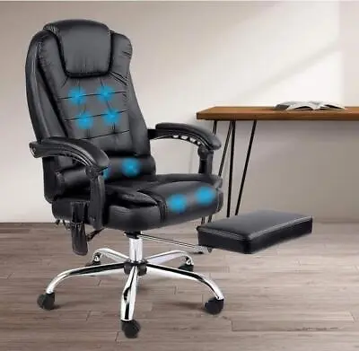 Premium 8 Point Reclining Massage Office Chair Ergonomic Chair Leather- Black • $278.95