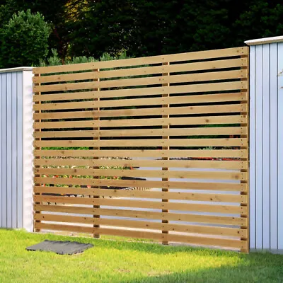 Slatted Wood Fencing Panels Outdoor Wooden Fence Treated Garden Panel Horizontal • £105.95