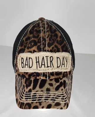 KBETHOS Bad Hair Day Women's  Distressed Look Leopard Print Baseball Cap Black • $13.48