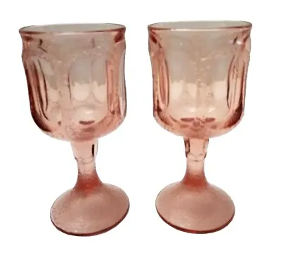 Vtg Fostoria Woodland Pink Goblets Set Of 2 Wine Glasses Hard To Find Color 6.5  • $34.99