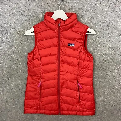 Patagonia Gilet Girls Large Red Puffer Duck Down Fill Bodywarmer Insulated Coat • £34.99