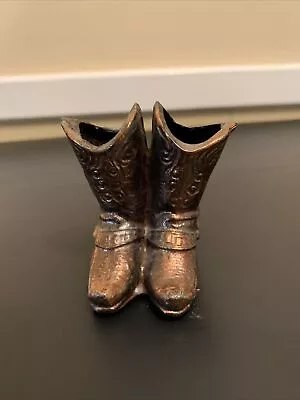 SOUVENIR VINTAGE BRONZE/BRASS COWBOY BOOTS MINI 2.5  X 2  X 2' M-426 • $20