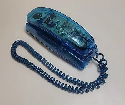 Vintage Blue Transparent Push Button Wall Phone Cortelco 822584-TRA-21M • $32.99