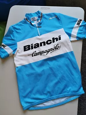 Vintage Bianchi Campagnolo Santini Cycling Jersey Blue Size L • $50