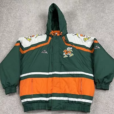 Vintage Miami Hurricanes Apex One Jacket Coat Adult Large Green Flaw Stains Read • $94.99