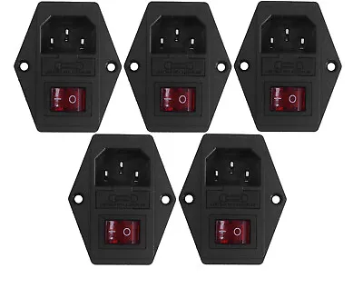 5pcs 3Pin IEC320 C14 Inlet Module Plug Fuse Switch Male Power Socket 10A 120V • $13.99