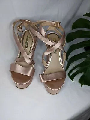 Miss Selfridge Satin Rose Strappy Ballerina Wedges Size 4 £20 • £20