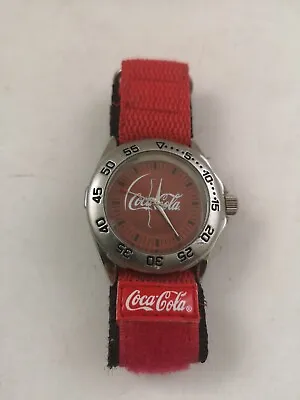Vintage Coca Cola Wrist Watch - Red Strap Red Face Silver Bezel • £13.80
