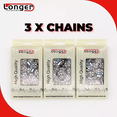 3 X CHAINSAW CHAIN LONGER 16  Inch 60 D/L 3/8 063 FULL CHISEL FOR STIHL - PRO • $62