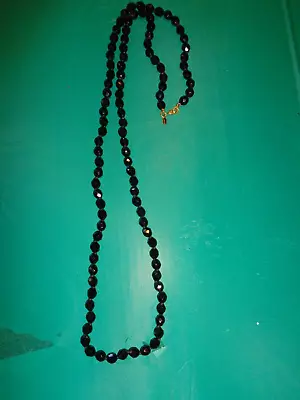 Vintage Monet Black Crystal Glass Beaded 36  Necklace • $3.99