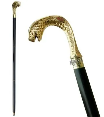 Brass Cobra Head Walking Stick Cane Steampunk Walking Cane Wood Premium Gift Men • $42