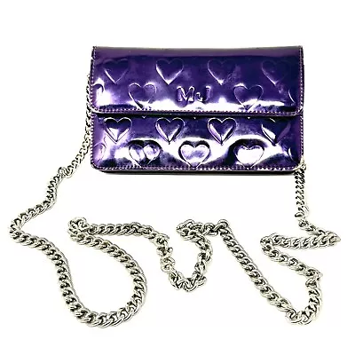 Marc By Marc Jacobs Women's Limited Mirror Heart Purple Clutch Handbag Chain • $69.99