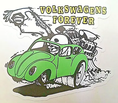   VOLKSWAGENS FOREVER  Sticker Decal RAT FINK Car Surfboard VW HOT ROD OVAL • $2.41