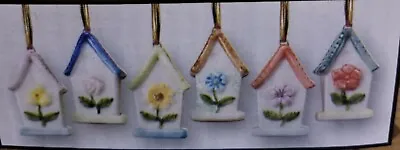  2 SETS OF 6 Adorable Miniature 1 1/2  Ceramic Birdhouse Ornaments Fairy Garden  • $9.88