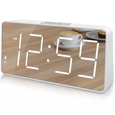 Digital Clock Alarm Clock Battery Backup Powered For Bedrooms – Mirror Face ... • $27.02