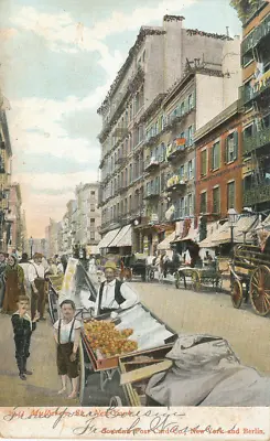 NYC NY * Mulberry St. Fruit Vendors 1907 * Mainland PA Postmark • $9.91