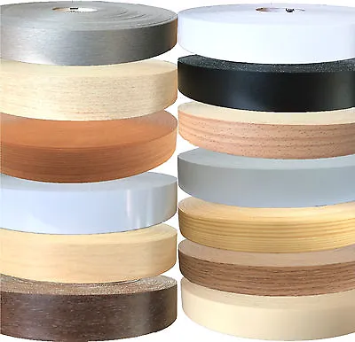 Pre-Glued Iron On Melamine 22mm Edging Banding Tape Various Colours & Designs • £15.50