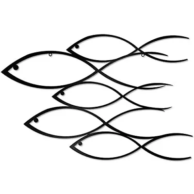 Nautical Metal Wall Art School Of Fish Wall Art Modern Metal Art Work Decorative • $21.56