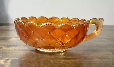 Antique Imperial Carnival Glass Quilted ‘pansy’ Nappy Bowl Rubigold Marigold • $14.49