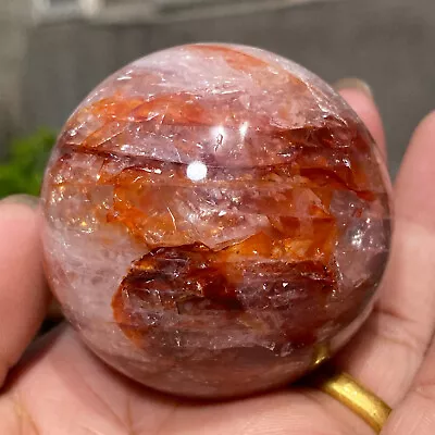 252g Rainbow Red Hematoid Quartz Crystal Sphere Phantom MULTI-INCLUSIONS Healing • $68