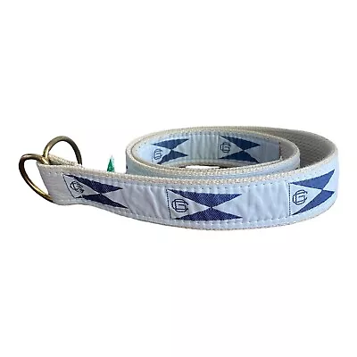 Leather Man Ltd Men’s Canvas Woven Belt Brass D Ring Pennant Flag Nautical Small • $0.99