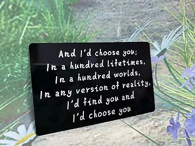 £2.99 • Buy ❤️New Black Metal Inspirational Keepsake Wallet Card & Envelope “I’d Choose You”